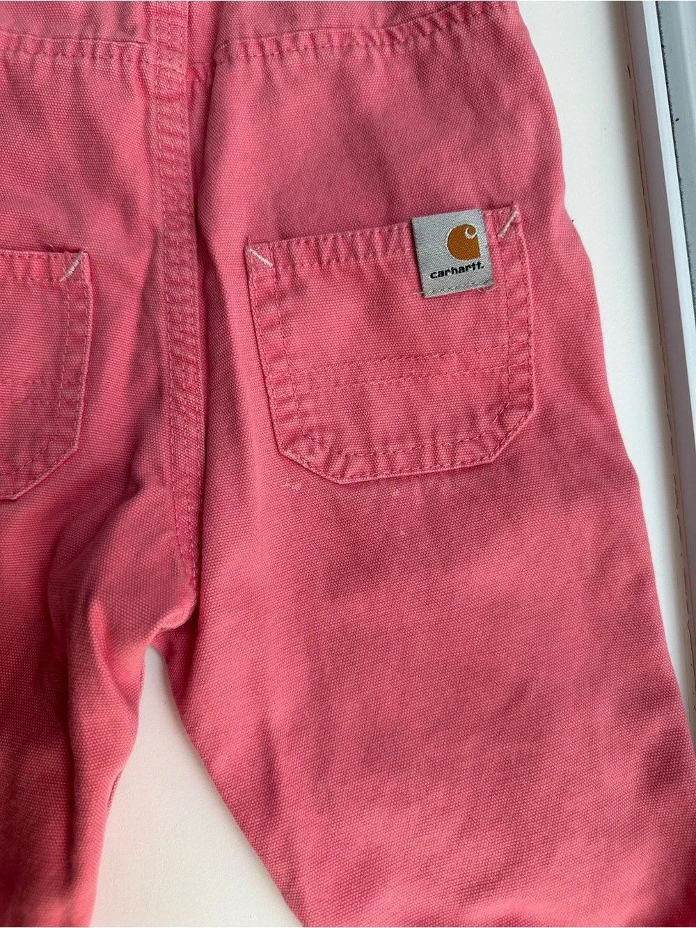 Carhartt baby girl embroidered pink overalls